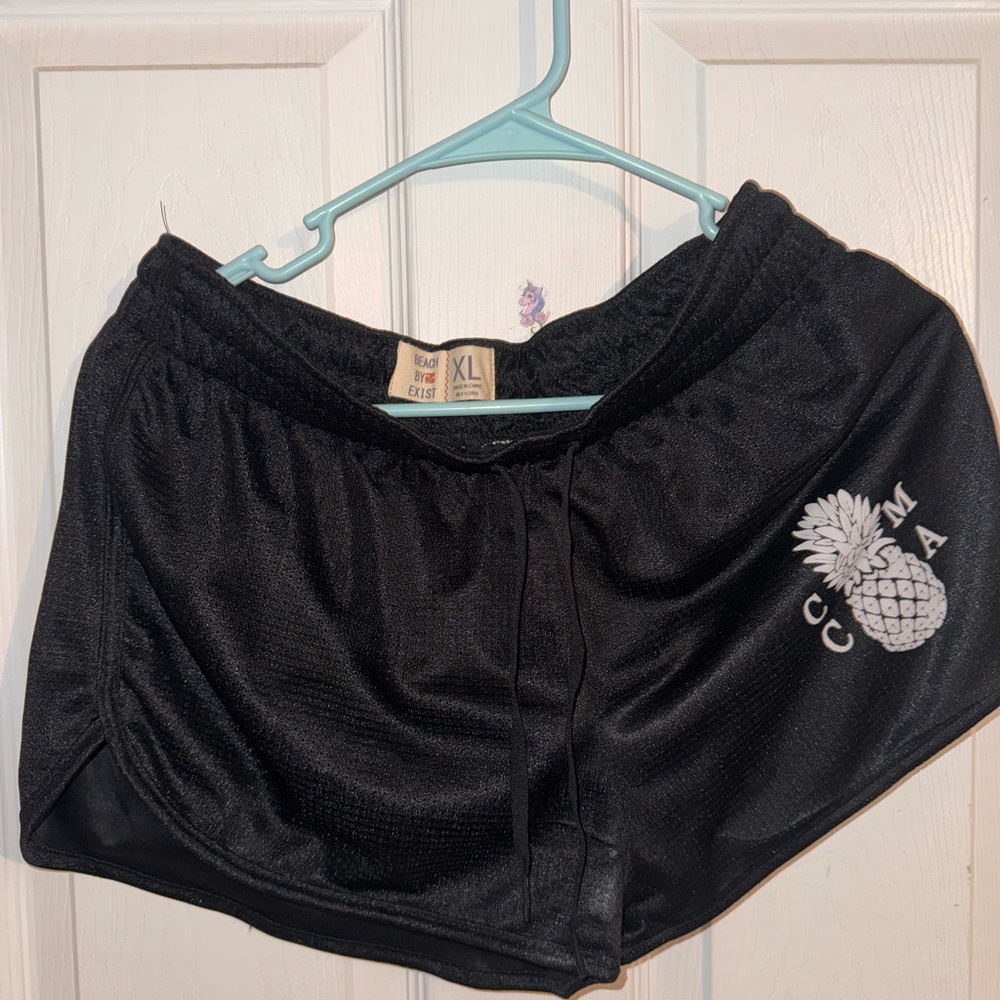 Beach By Exist Black Pineapple Women's Athletic Shorts